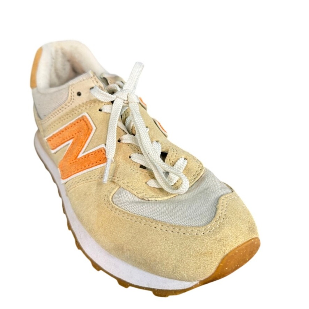 New Balance 574 Suede Mesh Sneakers Cream Tan Orange WL574EVG Womens 8.5